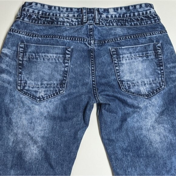 BlacX Dennis Jeans Men Size 34 Y2K Blue Acid Wash Distressed Denim Vintage Style - Picture 5 of 7